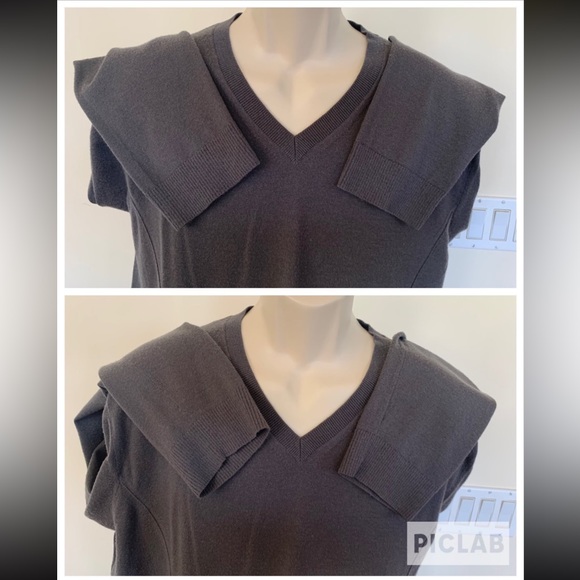 INC International Concept Mens Charcoal Gray Wool Knit V-Neck Sweater Top Sz XL - Picture 9 of 10
